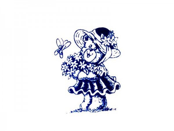 Stempel "Teddy mit Blumen" 1