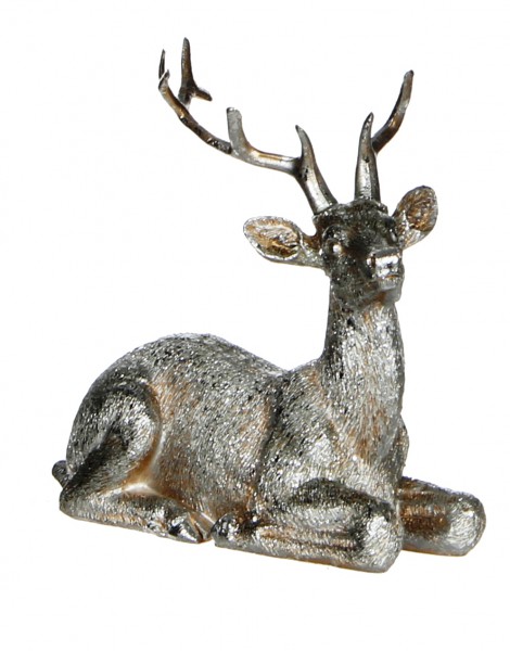 Hirsch liegend, aus Poly-Resin, 10,5 cm