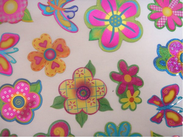 Epoxy Hologramm Sticker "Schmetterlinge und Blumen" 01