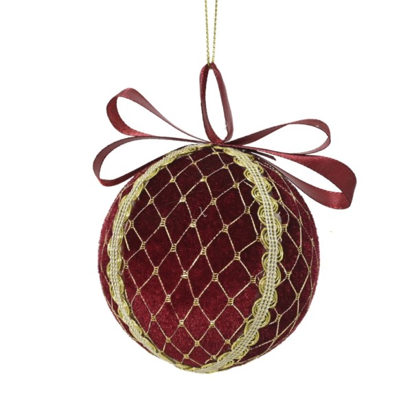 Deko Anhänger/Weihnachtskugel "Rund" - Dunkelrot K451906-a