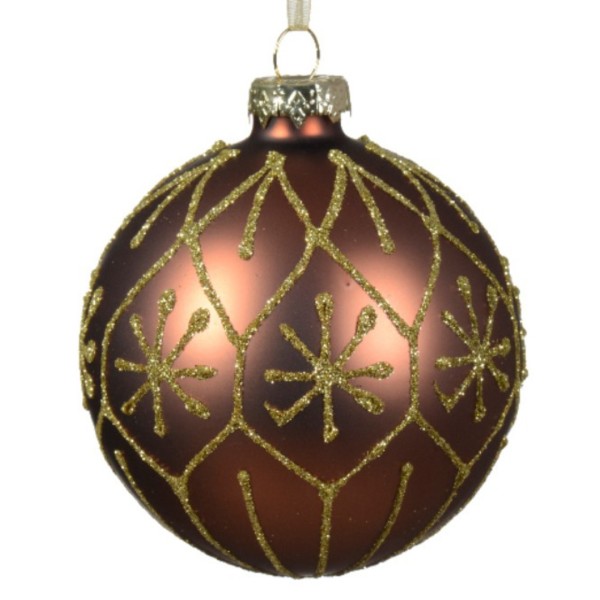 Weihnachtskugel aus Glas "Braun" - matt K070291-a