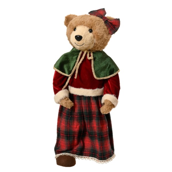 Teddybär „Bella“ mit rotem Kleid und Cape – 60 cm