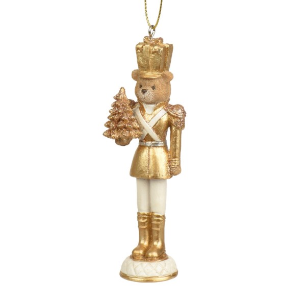 Deko Figur "Bärchen mit Zapfen" - Gold - 12,5 cm K703595-a