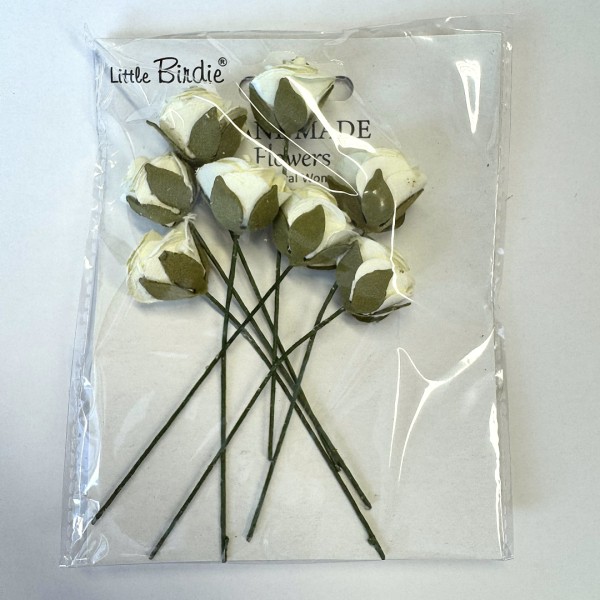 Handgemachte Papierblumen "Charlie - Ivory Pearl" Elfenbein Perlmutt (8 Stk.) CR109970