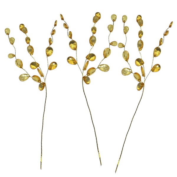 3er Set Deko Zweig Gold/Orange