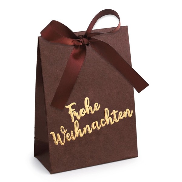 Papiertüte "Frohe Weihnachten" 21x15x8cm - Braun V1486B.2115.28