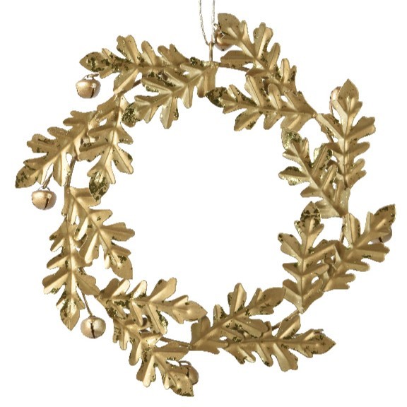 Metall Weihnachtskranz 17 cm - Gold