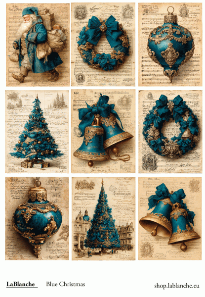 Natural Papier - "Blue Christmas" - Cut out Sheet