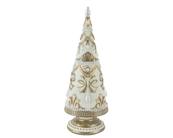 Verzierter Weihnachtsbaum "Weiß mit goldenen Ornamenten" - 26cm