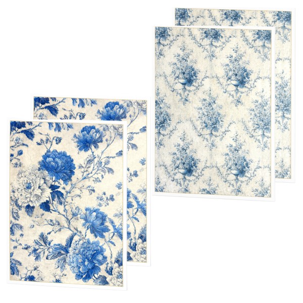 Reispapierset Hintergrunde Blau - 4 Bögen LBD535