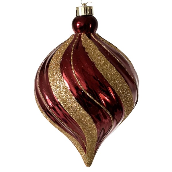 Weihnachtskugel 15 cm Zwiebelform Rot/Gold