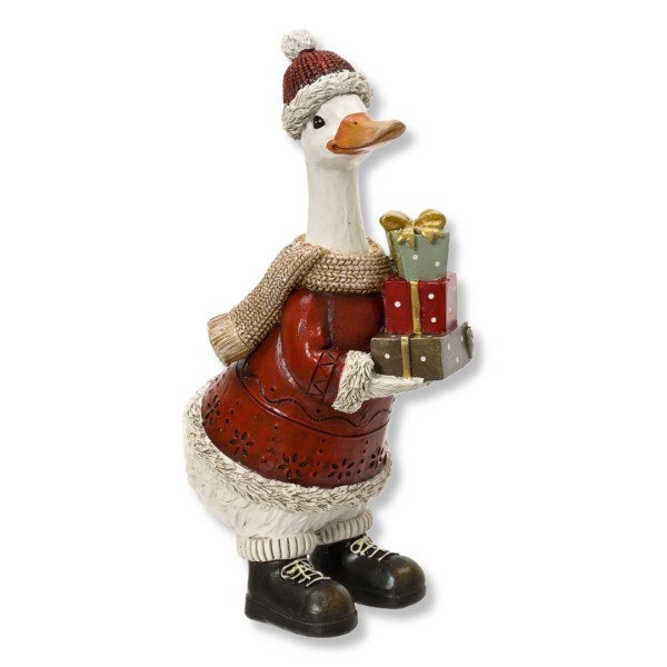 Deko Gans Stehend "Mit Geschenken" 27,5cm - Rot K704763-a
