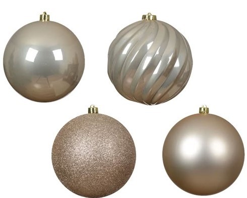 4er Set XXL Weihnachtskugeln 14cm - Creme