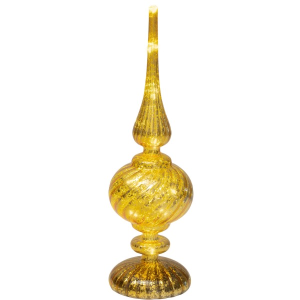 Tischdeko mit Micro LEDs aus Glas 30 cm Gold K480372