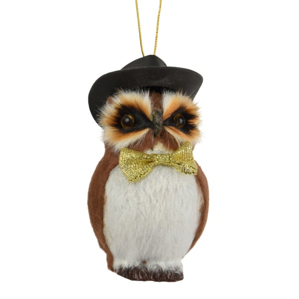 Anhänger "Eule" mit goldener Fliege - 9,5cm K704194-b