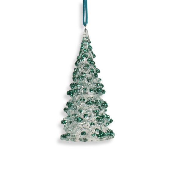Deko Anhänger "Tannenbaum" 12cm - Turkis m Glitter K512610-a