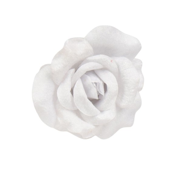 Deko Rose "Samt" auf Clip - 14cm - Weiß K701422-b