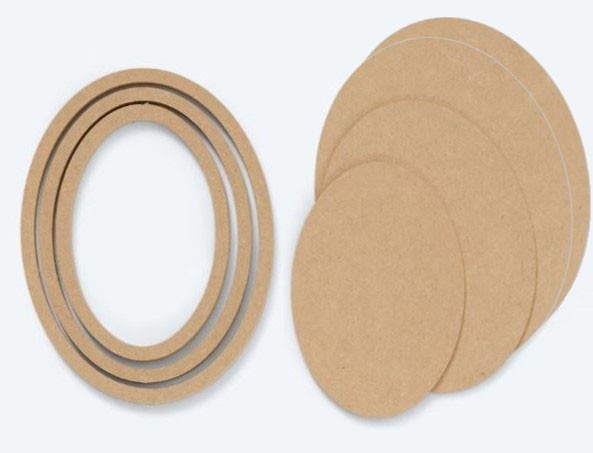 MDF Rahmenset Oval 3 Stck + 1 zusätzliche Rückwand