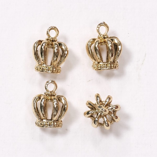 4er Set Kronen-Anhänger Gold - 1,5cm