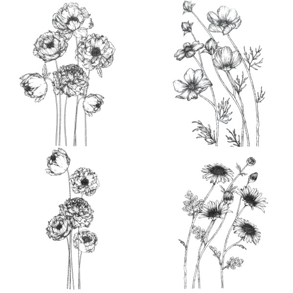 Stempel Set "Flowers" - 4 Stk.