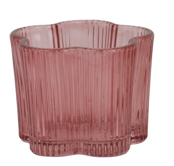 Teelichthalter aus Glas "Dunkel Rosa" - 6,1cm K873230-a