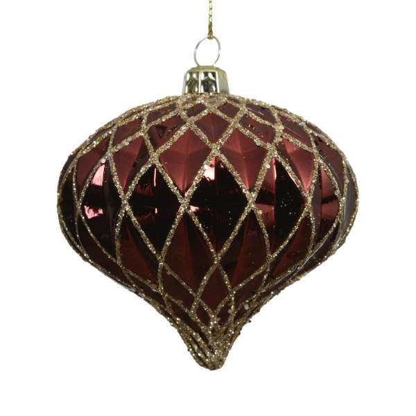 Weihnachtskugel "Zwiebel" 8cm - Ochsenblut Metallic K028455-a