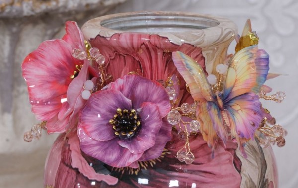 4 Bogen Folienblumen und Schmetterlinge "Poppies"
