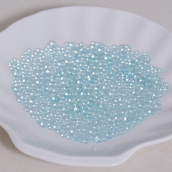 Miniatur Glasperlen "Irisierend" - Aquamarin Blau LBM168