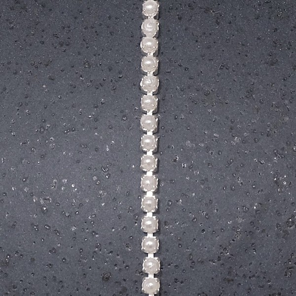 Miniatur Perlenkette - Weiß/Silber 1,5 Meter - 1,5mm Breit