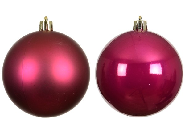 6er Set Weihnachtskugeln aus Glas "Bruchsicher" 8cm - Rot/Bordeaux