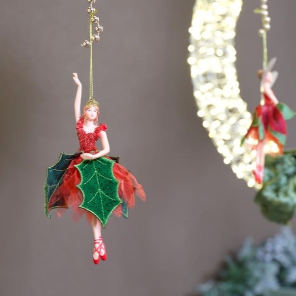 Deko-Anhänger "Weihnachtsfee" – Dunkelgrüne Blätter 537965-c