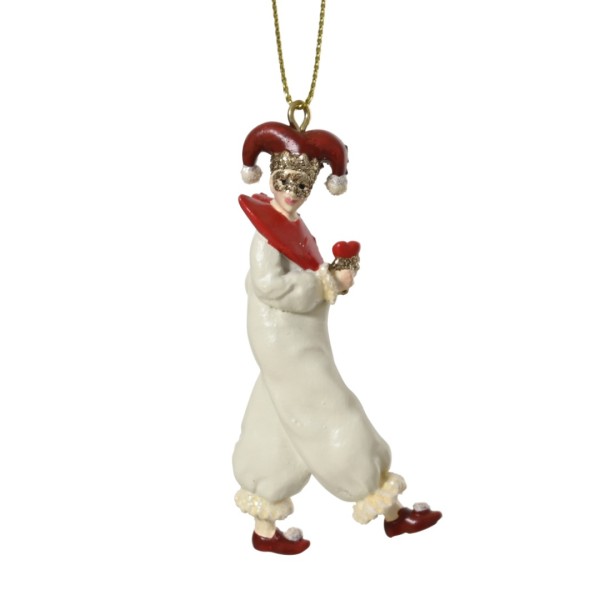 Harlekin Figur "Frau in weiß/rotem Anzug" - 7,5 cm K398540-b