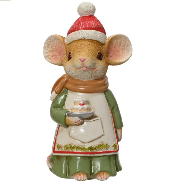 Weihnachtsmaus Mädchen mit Kuchen 14,5 cm K703709b