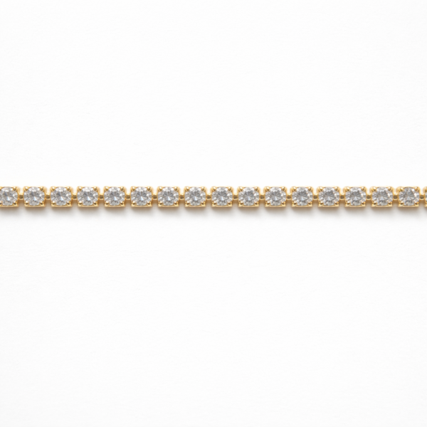 Miniatur Strasskette "Premium" - Klar/Gold 1,5 Meter - 1,5mm Breit