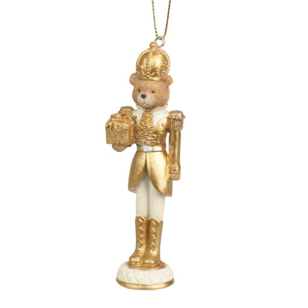 Deko Figur "Bärchen mit Geschenk" - Gold - 12,5 cm K703595-b