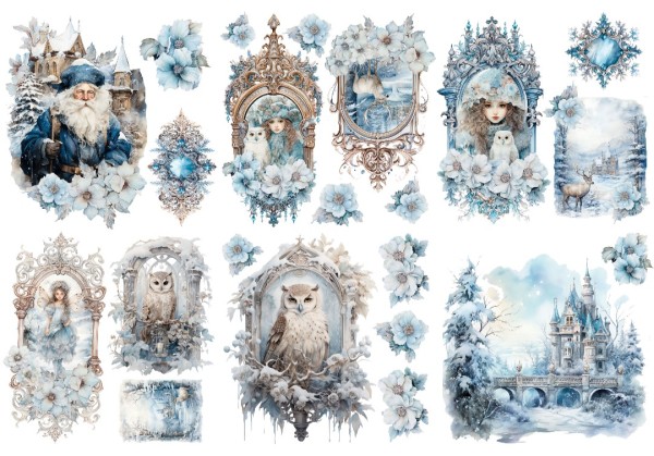 Porzellansticker Set "Wintermärchen" - 6 Bogen