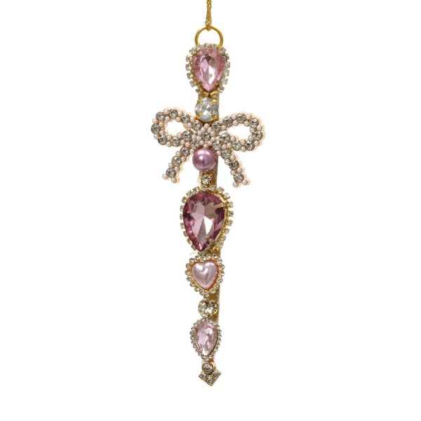 Deko Anhänger "Acryl" - 15cm - Gold/Rosa K202162-a