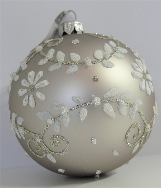 Weihnachtskugel Glas - Silber/Weiß