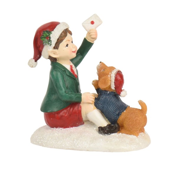 Deko Figur "Elfenjunge mit Hund" - 8,8cm K371850-a