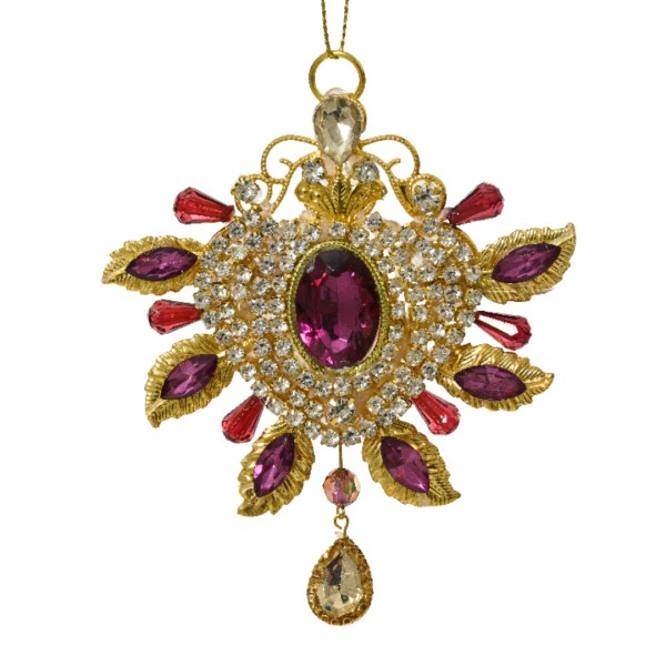 B-Ware - Dekoanhänger "Herz" mit Schmucksteinen Lila