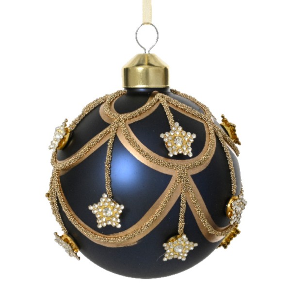 Weihnachtskugel "Rund" 8cm - Nachtblau