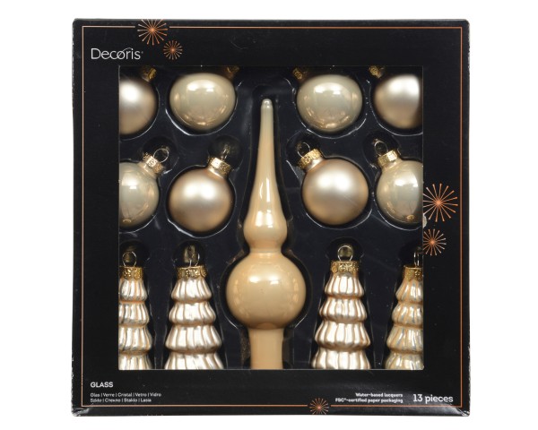 Glas Weihnachtsanhänger Mix - 13 Stk. - Gold K149374