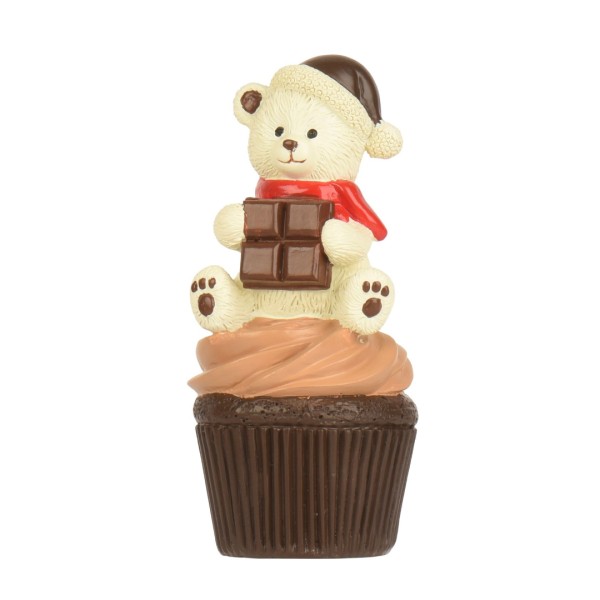 Weihnachtsdeko "Bärchen auf Muffin" Weiß - 12cm K703675-b