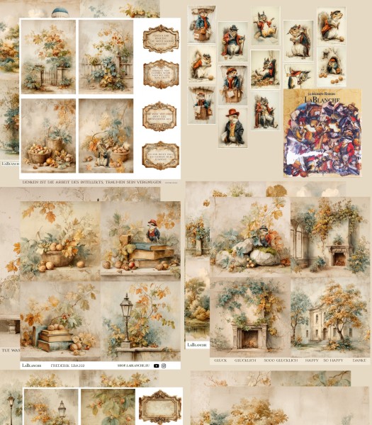 Papierset "Herbst" (Frederick) - 5 Papiere, 5 Tags & 52 Gelaserte Elemente