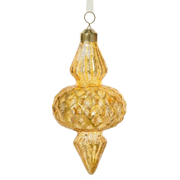 Weihnachtskugel "Ornamente" Glas 16cm - Gelb K071338-b