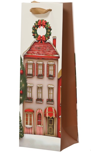 Papiertasche für Flaschen (seiten braun) 36 x 12 x 10 cm K374214b
