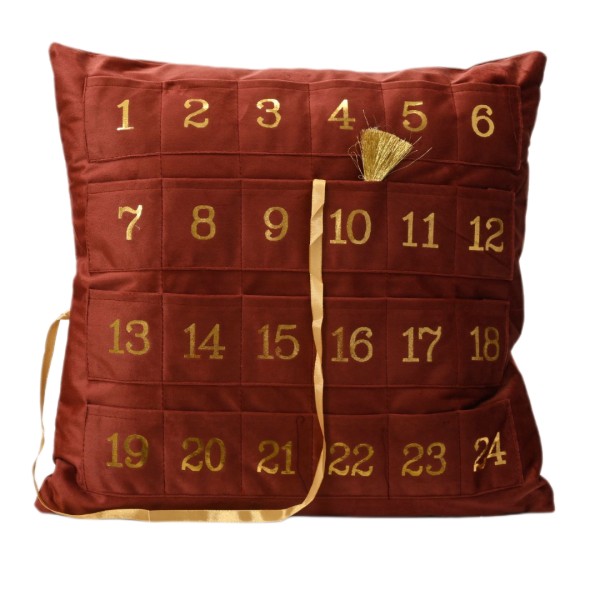 Deko Kissen f. Weihnachten "Kalendar" Rot - 45 x 45 cm K614445-b