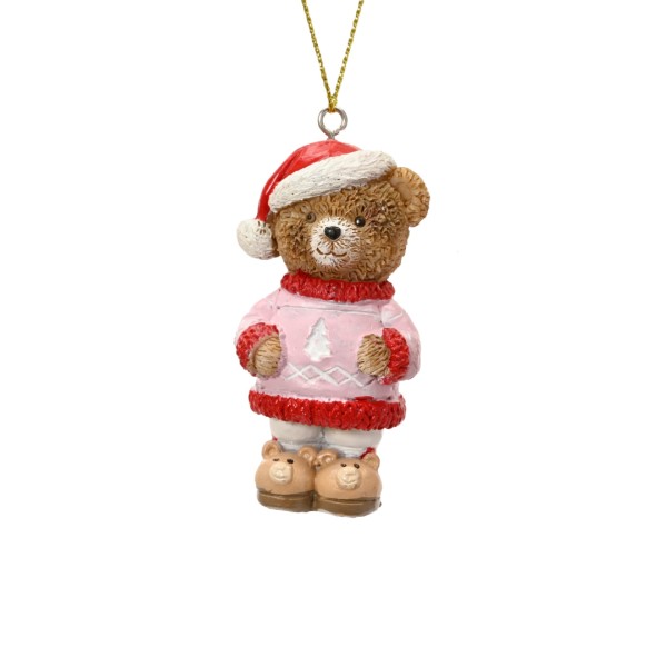 Deko Figuren f. Weihnachten "Teddybär mit rosa Pullover - 7,5 cm K371901-b