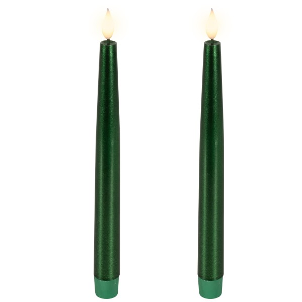 2 LED Kerzen, Wachs, 24,5 cm Grün K480524