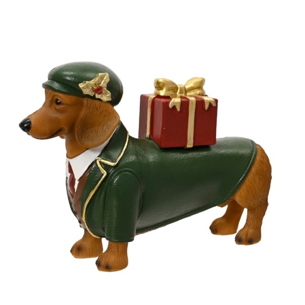 Deko Figur "Weihnachts Dackel" - Grün - 12cm K703762-a